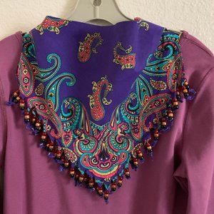 Boho Beaded Paisley Print Neck or Head Scarf